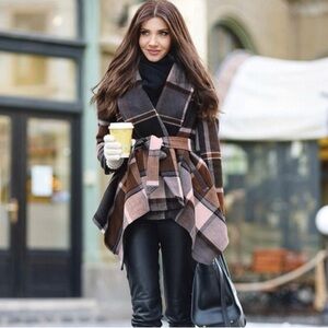 Prairie Check Rabato Wool-blend Coat Size Medium